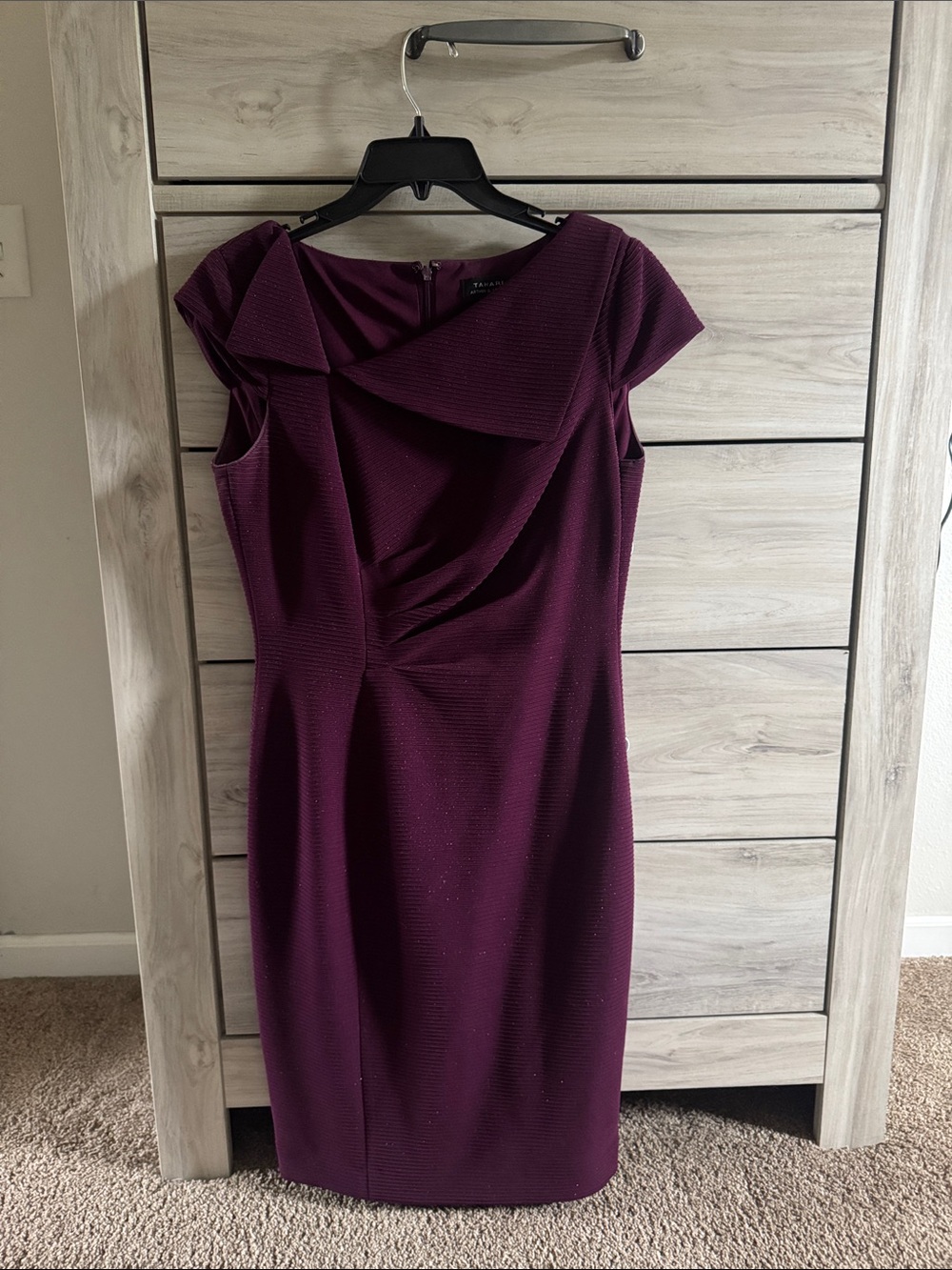 Elegant Draped Midi Dress in Plum